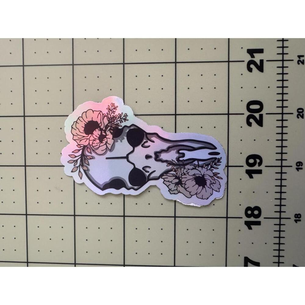 gothic bird skull‎ floral sticker spooky botanical bone art